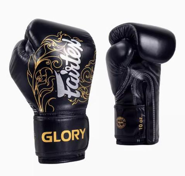 BGVG3 GLORY MUAY THAI BOXING GLOVES 10-14 Oz BLACK